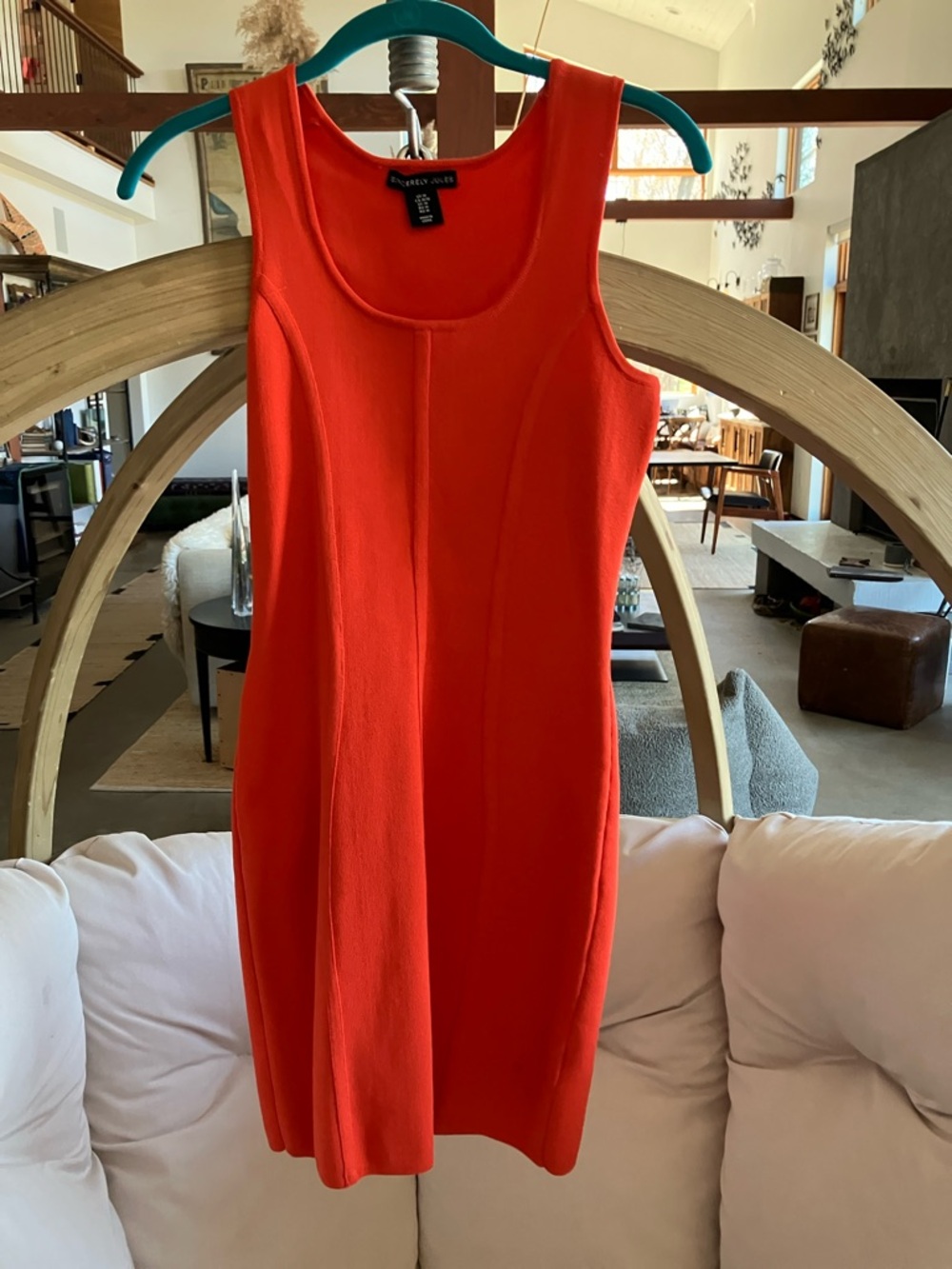 Premise Bright Orange Sleeveless Sheath Mini Dress